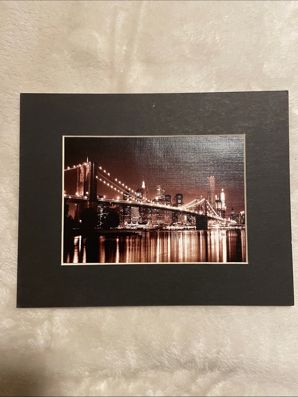 Black Photo Mat Picture Frame with Sepia City Print of New York